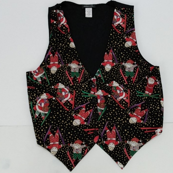 Vintage Santa Vest Ugly Christmas Robyn-Lyn sz L - Picture 2 of 6